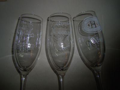 Gravure sur coupes de champagne